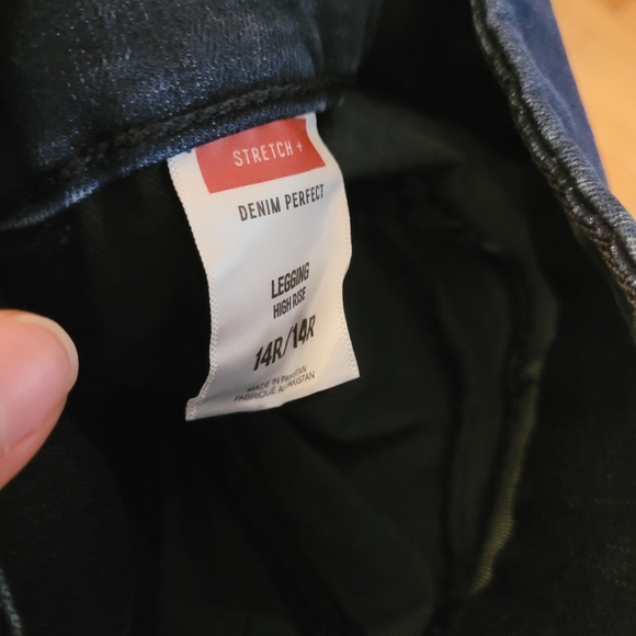 Express High Waisted Denim Perfect Wide Waistband Jean Leggings, Size 14 - Picture 7 of 9